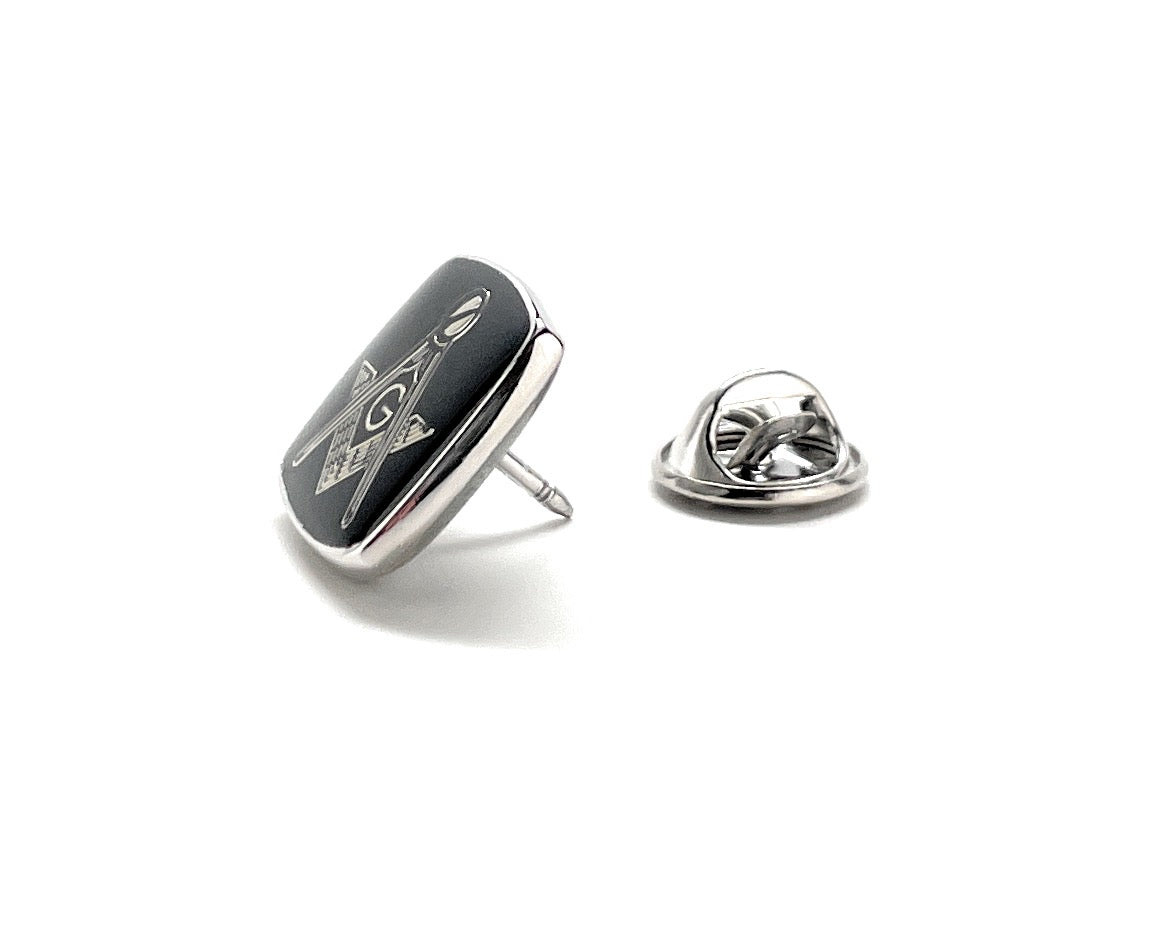 Freemason Lapel Pin Freemasonry Pin Silver Black Polished Enamel Pin Masonic