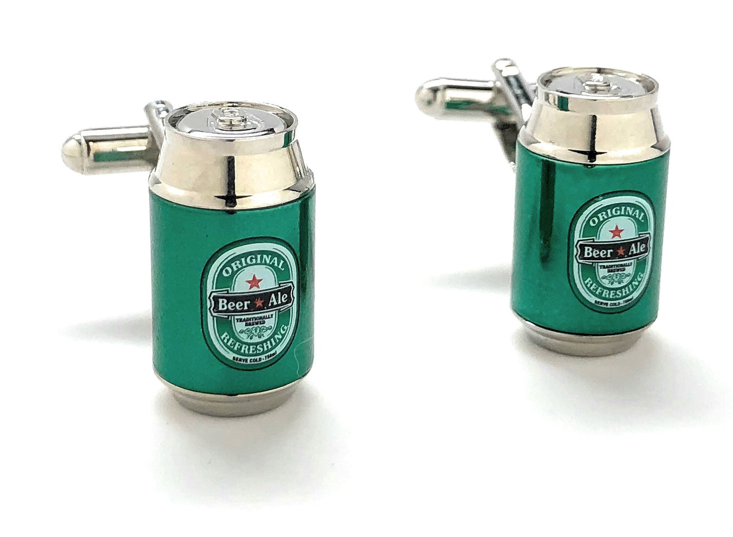 Green beer can cufflinks