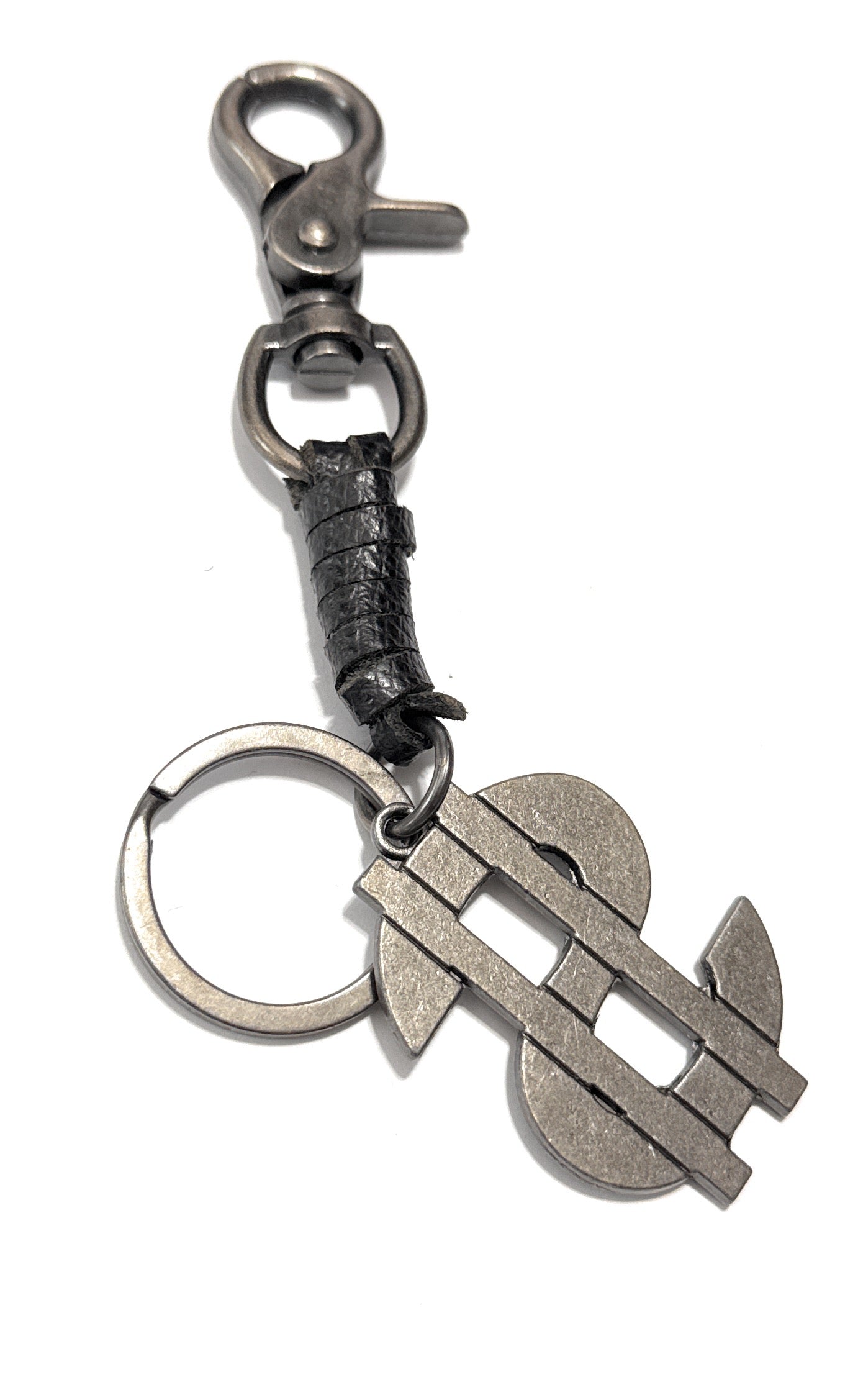 Keychain with dollar sign design on a white background