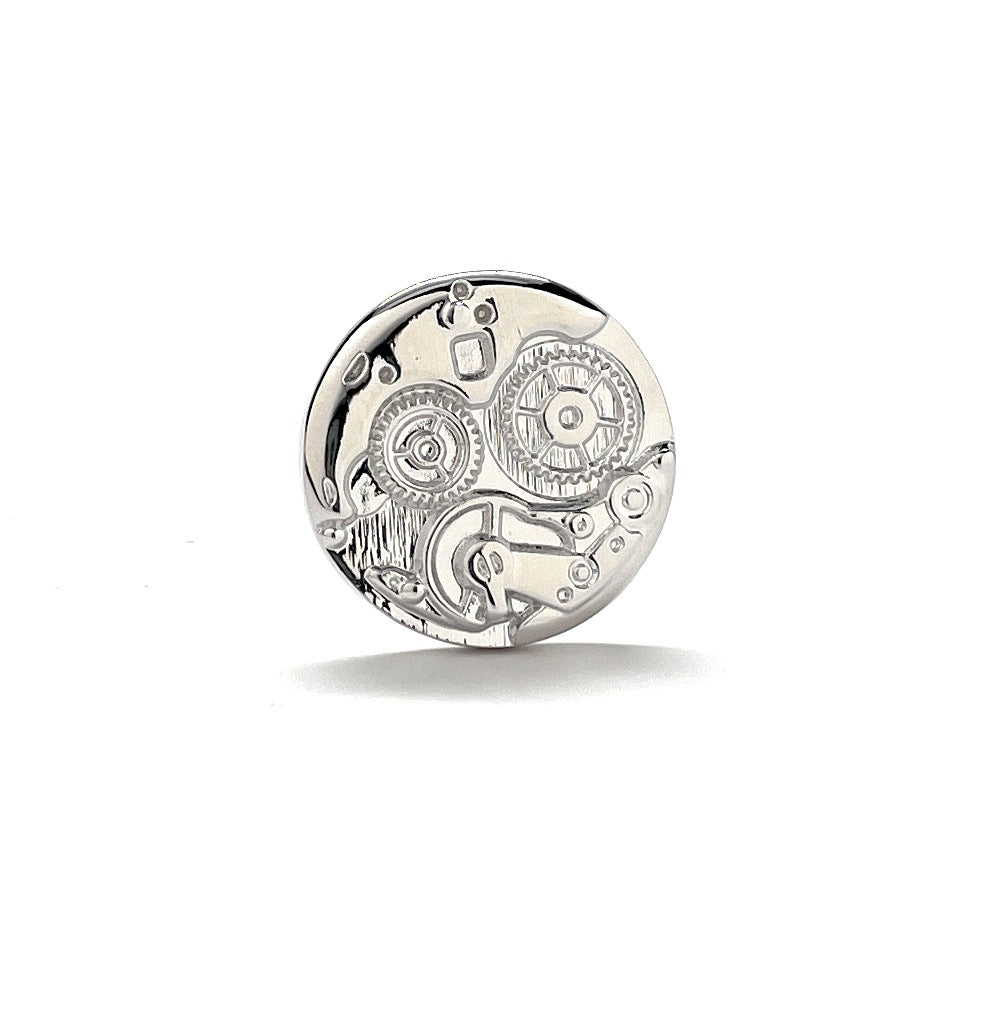 Embossed Watch Design Lapel Pin Silver Enamel Pin