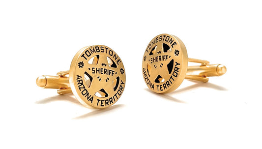 Tombstone Cufflinks Law Enforcement Badge Enamel Old Wild West Arizona Cuff Links Detective Old West Sheriff Badge Western Police