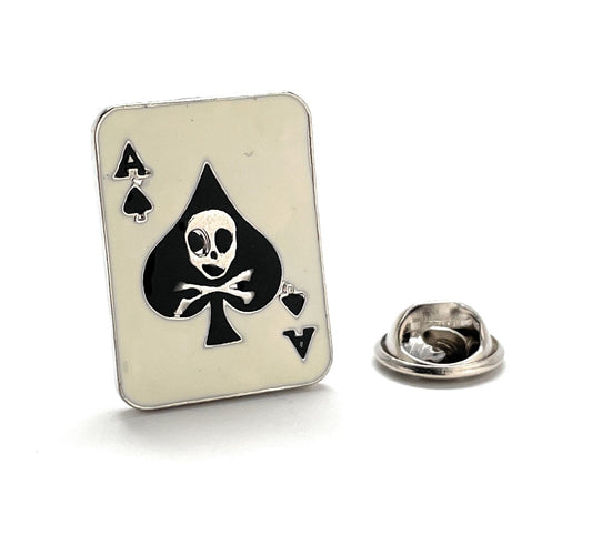 Poker card with skull and crossbones design on a white background