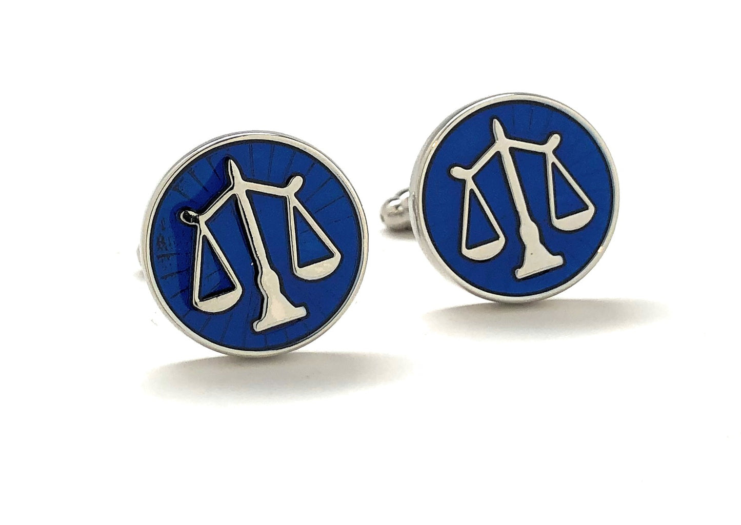 Scales of Justice Cufflinks Blue Enamel Silver Platted Attorney Gift Lawyer Gift Judge Lawyer Svg Cuffs Links Justice Scales