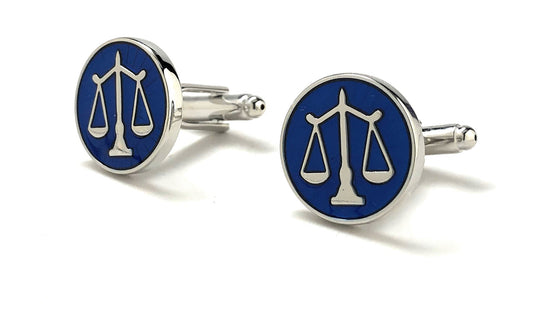 Scales of Justice Cufflinks Blue Enamel Silver Platted Attorney Gift Lawyer Gift Judge Lawyer Svg Cuffs Links Justice Scales