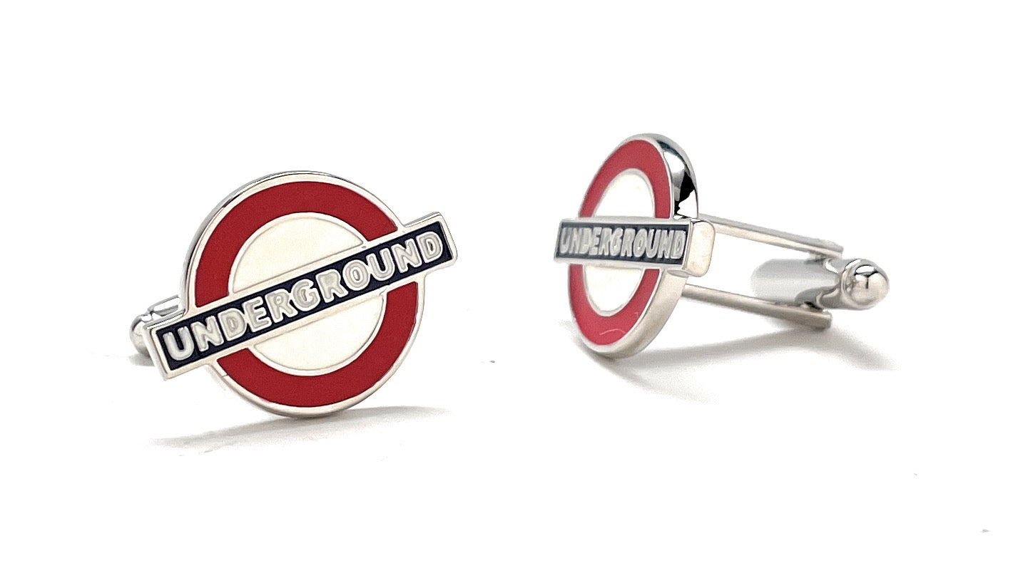 London Underground Cufflinks The Tube Cufflinks London England Tube Sign Cuff Links White Red Enamel Cuff Links