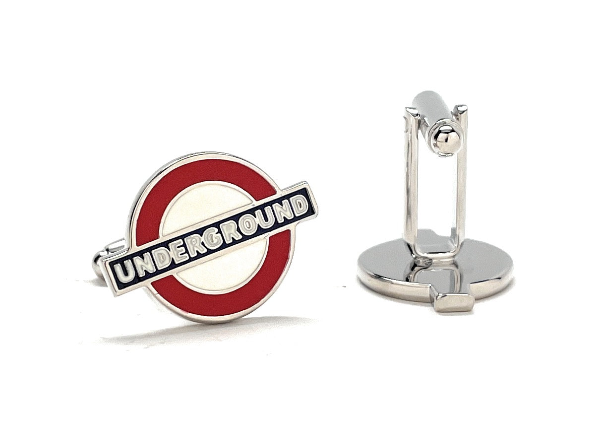 London Underground Cufflinks The Tube Cufflinks London England Tube Sign Cuff Links White Red Enamel Cuff Links