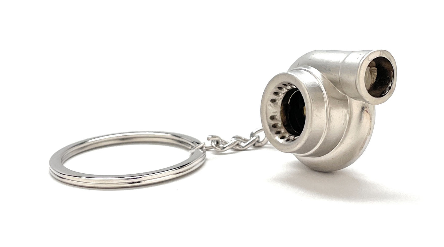 Turbo Charger Keychain Solid Silver Race Car Charm Car Key Chain with Key Ring Car Lover Gift Mechanic Gift