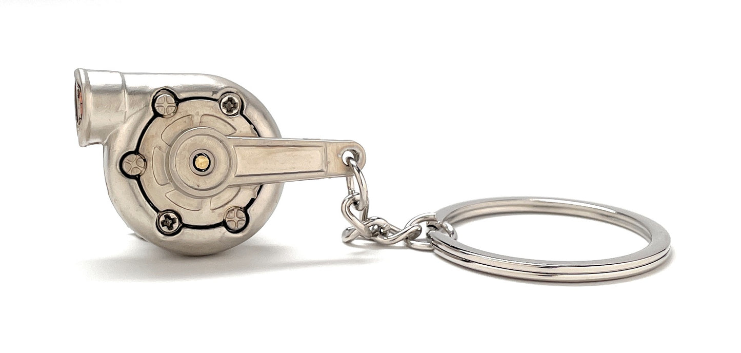 Turbo Charger Keychain Solid Silver Race Car Charm Car Key Chain with Key Ring Car Lover Gift Mechanic Gift