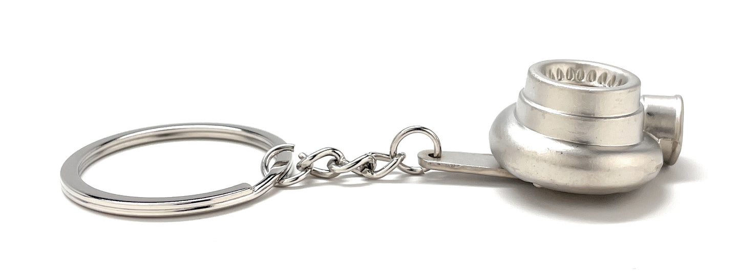 Turbo Charger Keychain Solid Silver Race Car Charm Car Key Chain with Key Ring Car Lover Gift Mechanic Gift
