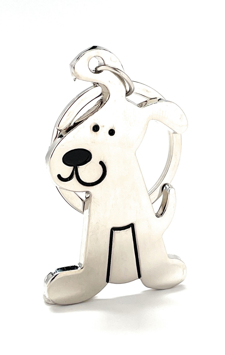 Dog Keychain Solid Silver with Black Enamel Charm Puppy Key Chain with Key Ring Dog Lover Gift Dog Gift