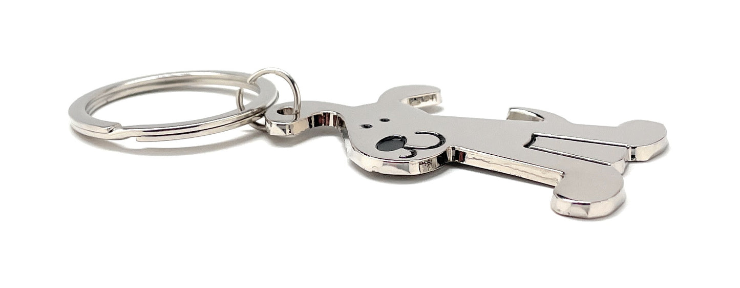 Dog Keychain Solid Silver with Black Enamel Charm Puppy Key Chain with Key Ring Dog Lover Gift Dog Gift