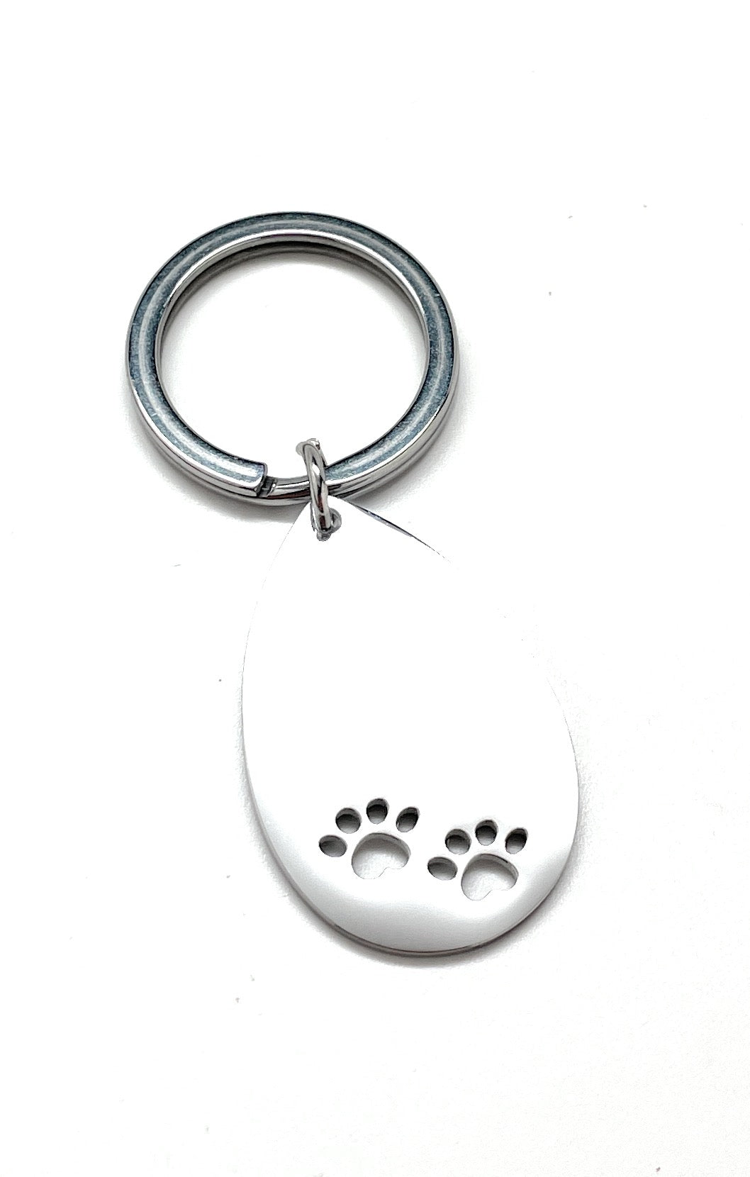 Silver Dog Paw Keychain Silver Rhodium Platting Pet Owner Keyring Animal Paw Prints Key Chain Key Ring