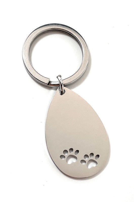 Silver Dog Paw Keychain Silver Rhodium Platting Pet Owner Keyring Animal Paw Prints Key Chain Key Ring