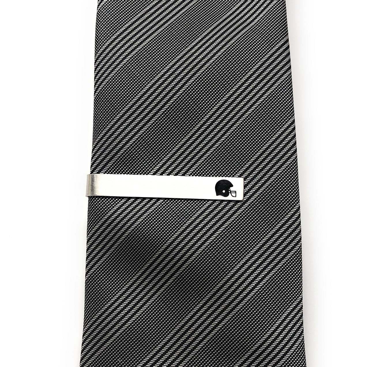 Football Tie Bar Gift for Men Silver Tie Clip Black Embossed Football Helmet The Grid Iron Football gift Football Player Gift Football Dad