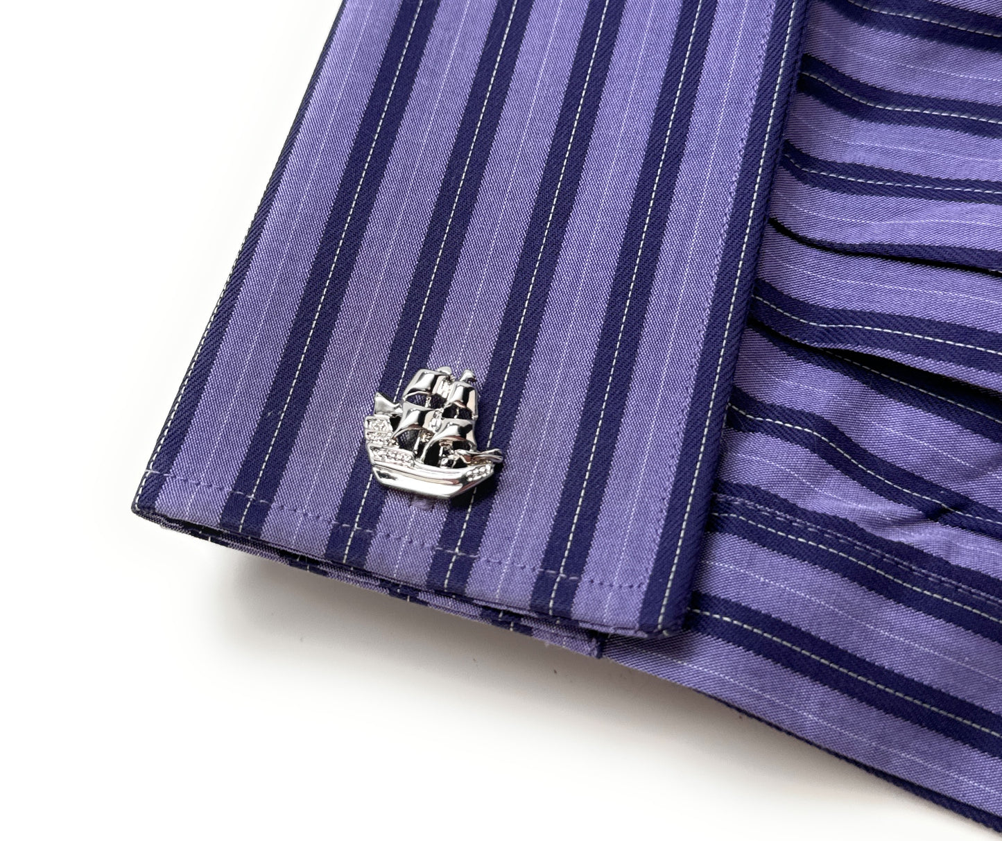 Ocean Schooner Cufflinks Silver Platted Highly Detailed Boats Sails Sailing Ship Cuff Links