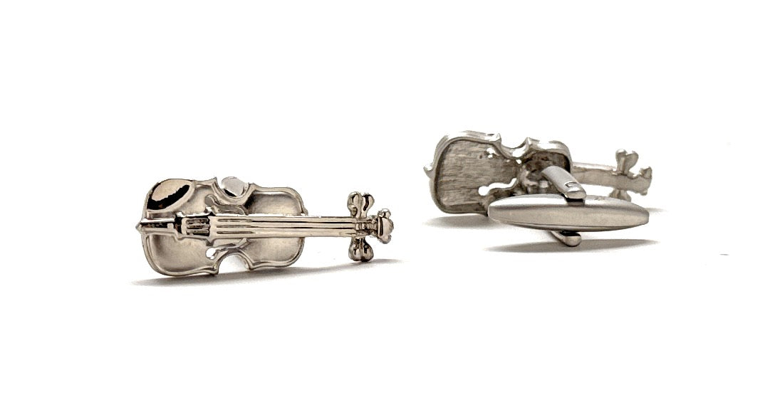Violin Cufflinks Silver Plated Highly Detailed Music Orchestra Cuff Links