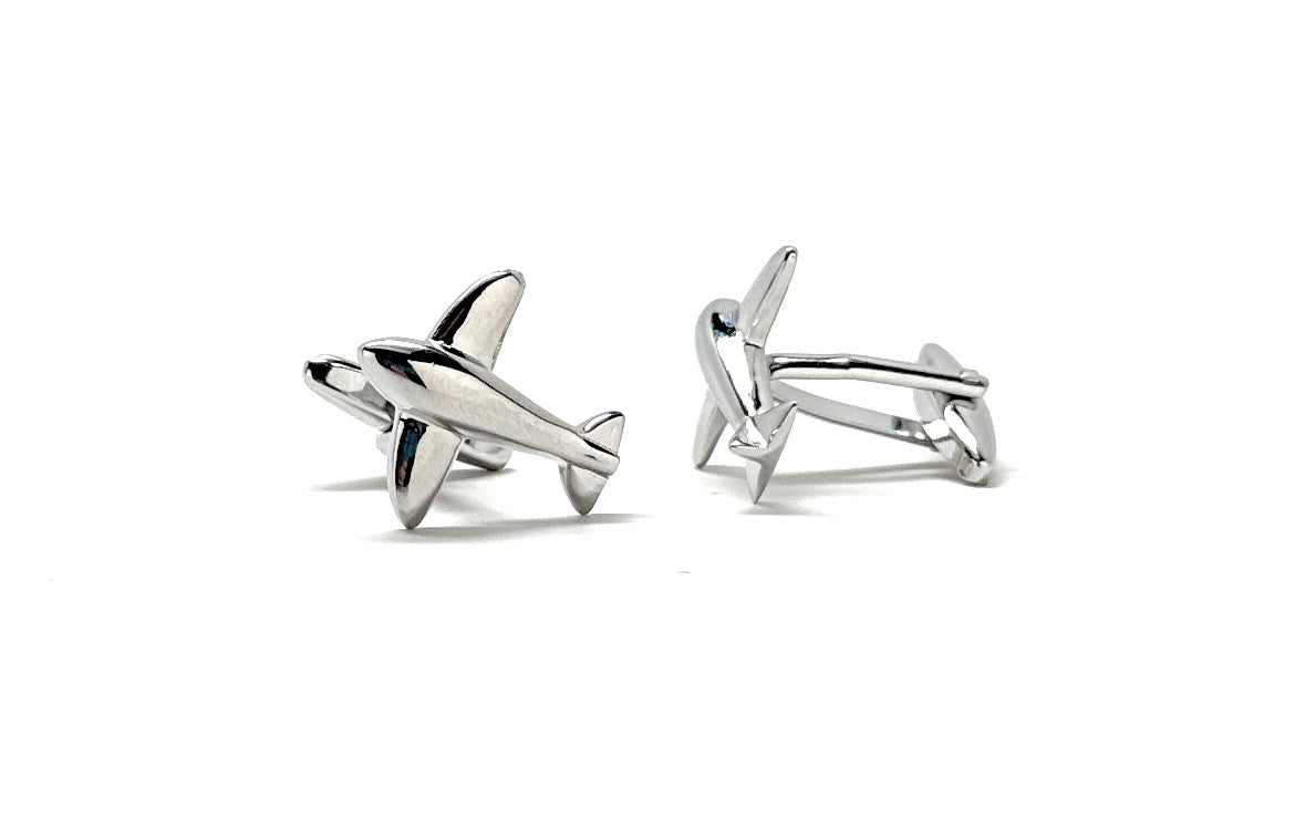 Silver Airplane Cufflinks – Aviation Pilot Gift & Travel Lover’s Accessory