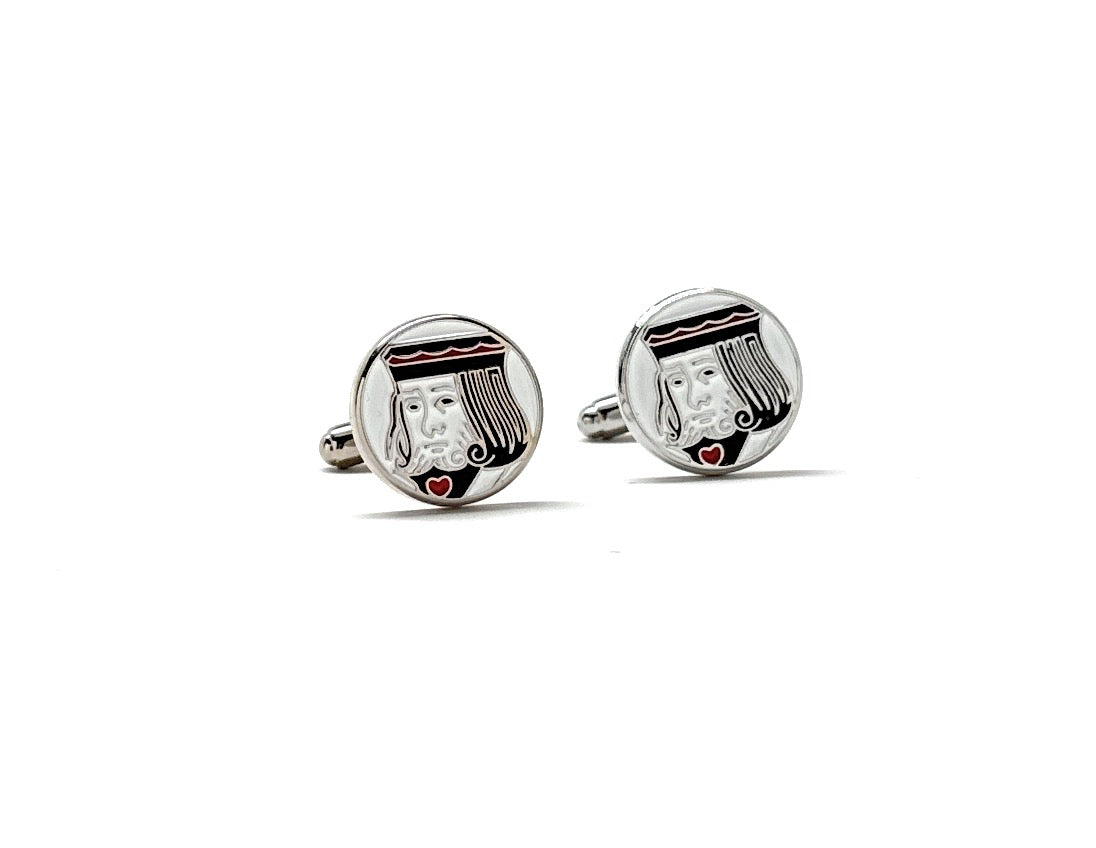 King of Hearts Cufflinks King Playing Cards Lucky Gambling Las Vegas Betting Playing Card Suite Heart Cufflinks Gambling Gift