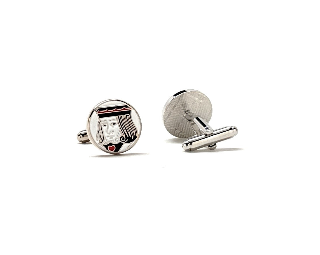 King of Hearts Cufflinks King Playing Cards Lucky Gambling Las Vegas Betting Playing Card Suite Heart Cufflinks Gambling Gift