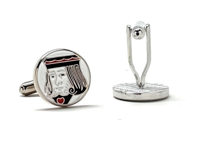 King of Hearts Cufflinks King Playing Cards Lucky Gambling Las Vegas Betting Playing Card Suite Heart Cufflinks Gambling Gift