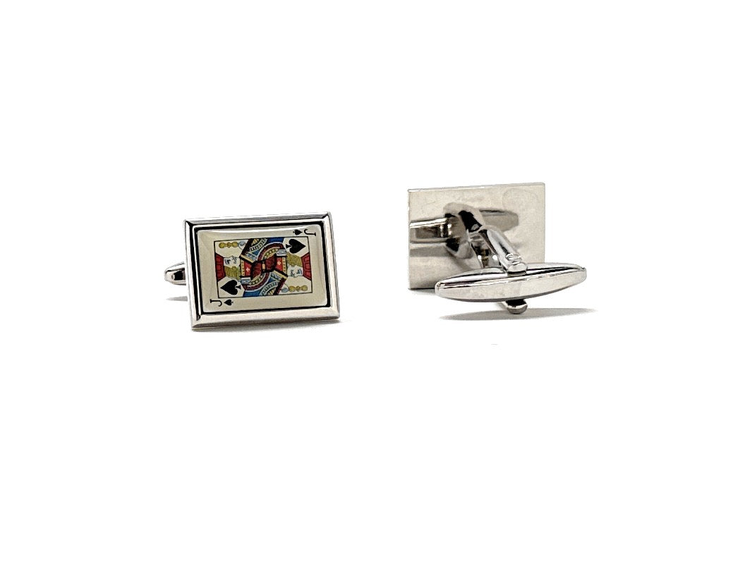 Cufflinks with a colorful design on a white background