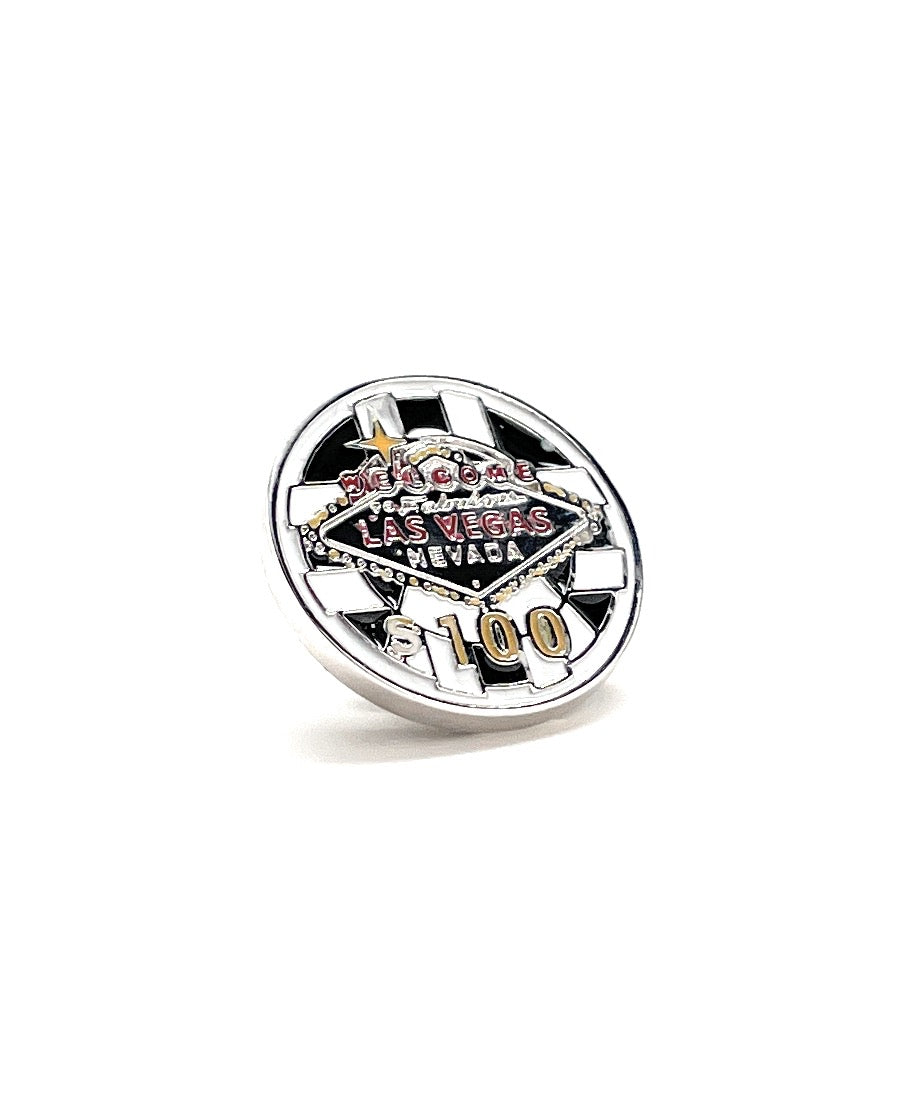Round silver charm with 'Welcome to Fabulous Las Vegas, Nevada' text on a white background