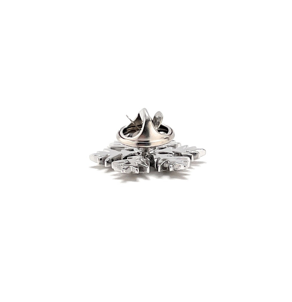 Silver earring with clear gemstones on a white background