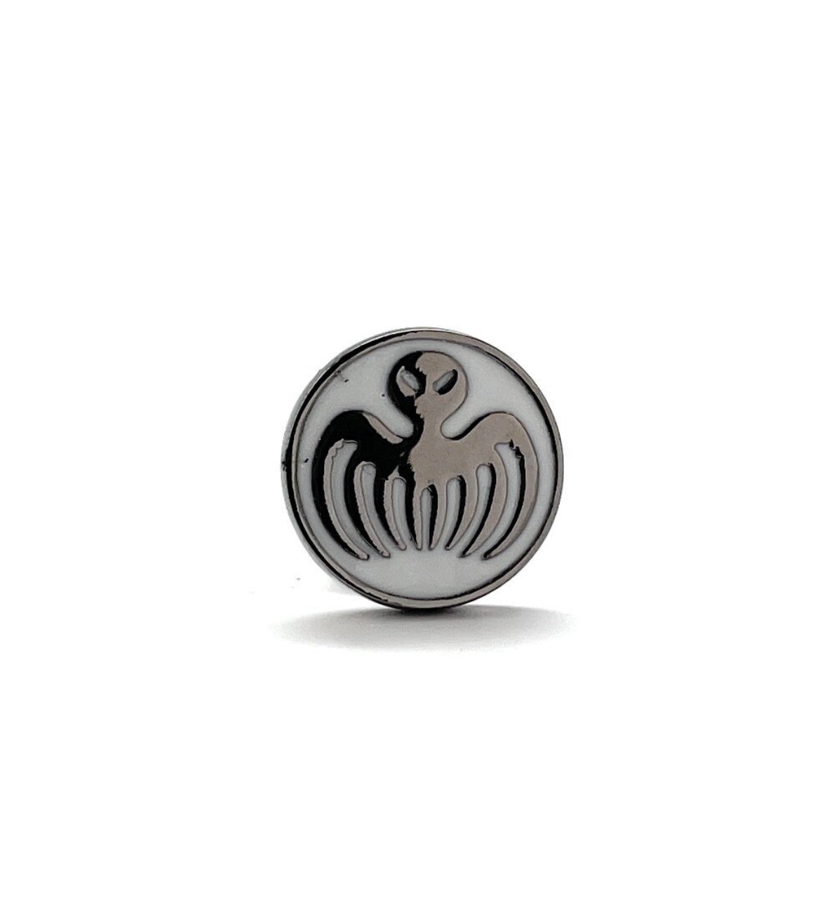 Supervillain Pin James Bond Enamel Pin Spectre White Enamel Gunmetal Finish Tie Tack Octopus Pin