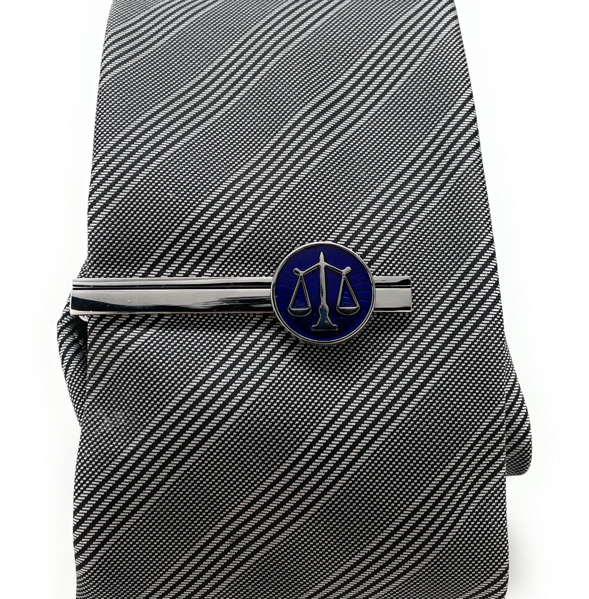 1 Scale of Justice Tie Clip Lawyer Enamel Court of Law Attorney Judge Tie Bar Law Student Blue Enamel Silver Trim Pro