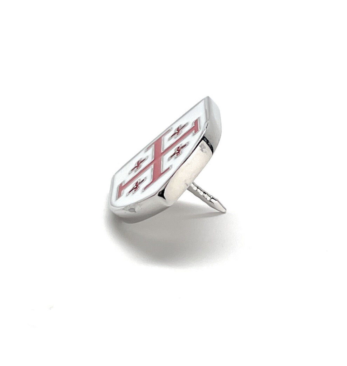 Crusaders Shield Pin Red and White Enamel Pin Jerusalem Cross Lapel Pin 3D Five-Fold Cross Pin Tie Tack Lanyard Pins