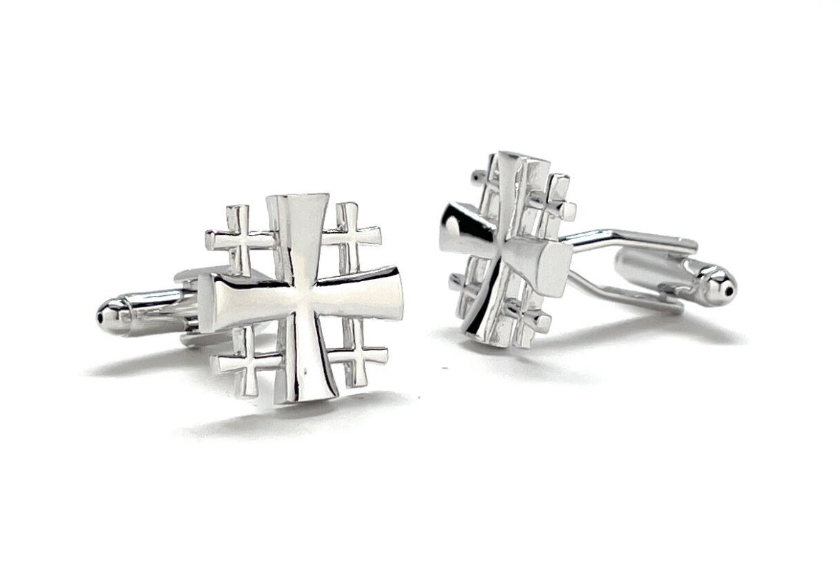Elegant Jerusalem Cross Cufflinks for Men