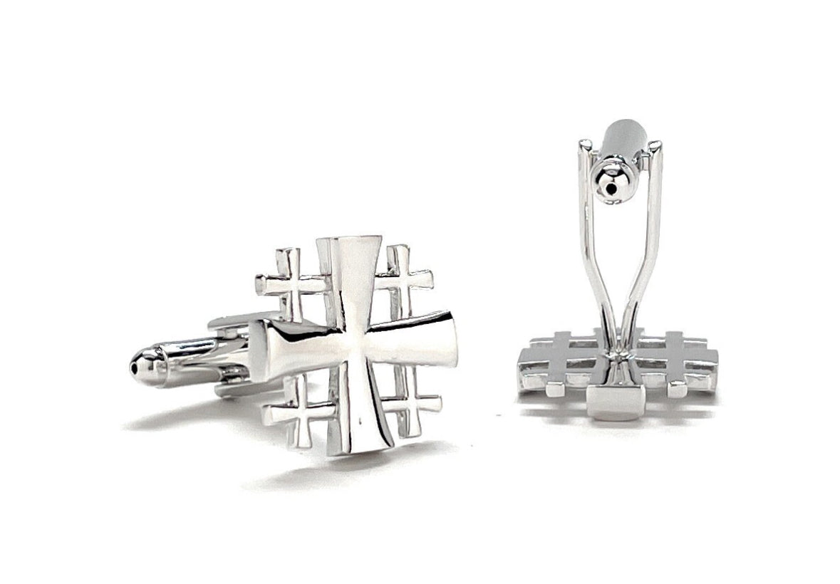 High-Quality Metal Jerusalem Cross Cufflinks