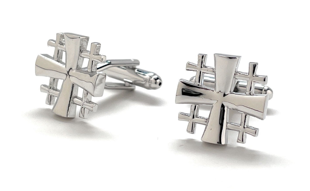 Pair of Shiny Jerusalem Cross Cufflinks