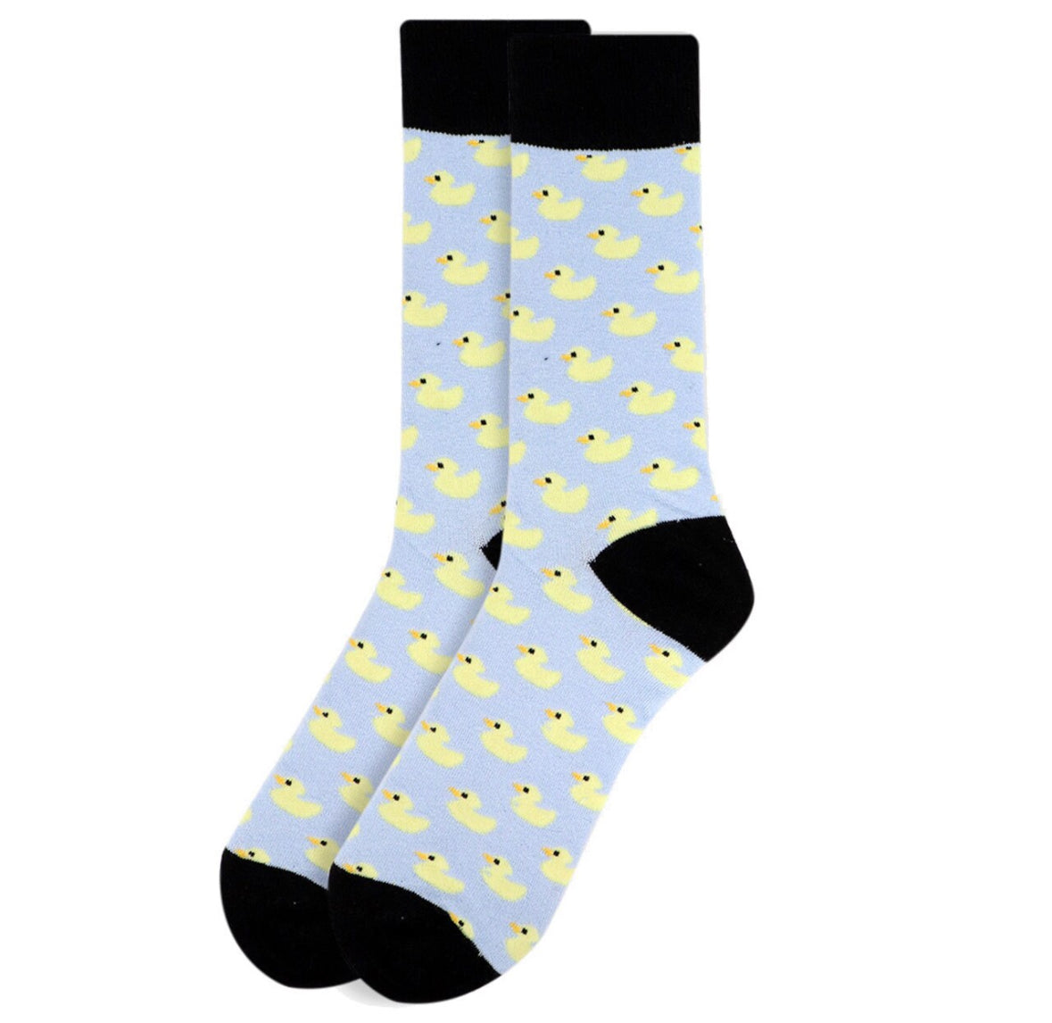 Rubber Ducky Socks Blue Yellow Ducklings Fun Crew Socks