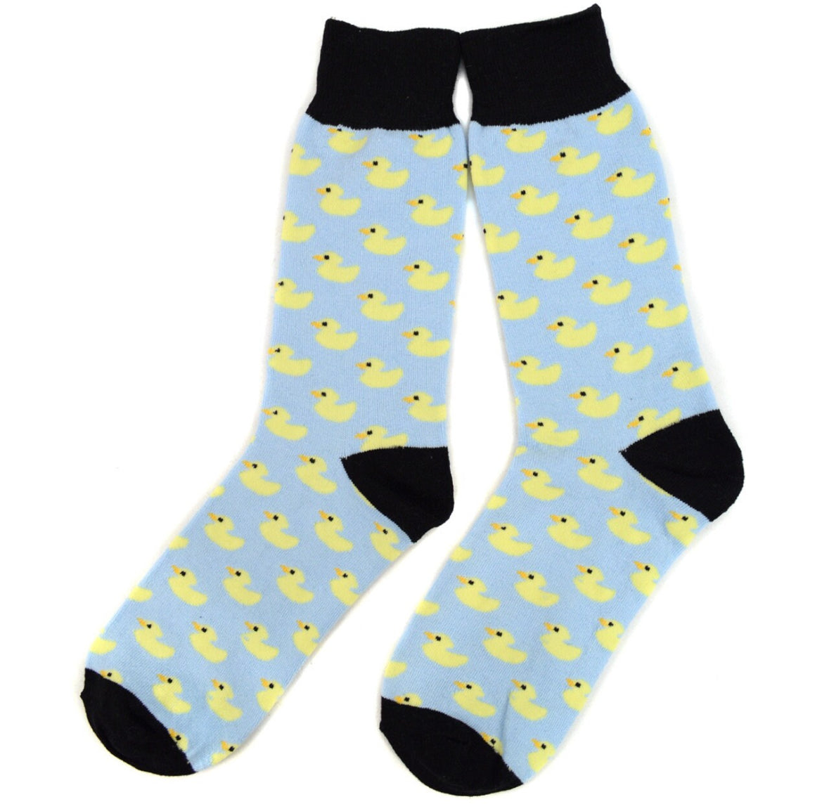 Rubber Ducky Socks Blue Yellow Ducklings Fun Crew Socks