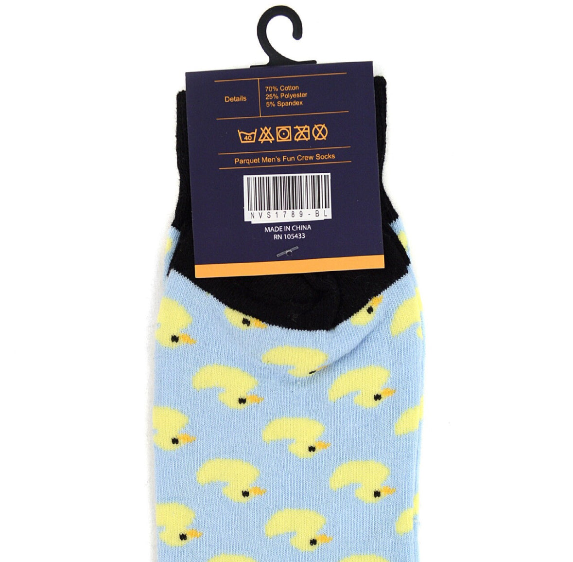 Rubber Ducky Socks Blue Yellow Ducklings Fun Crew Socks