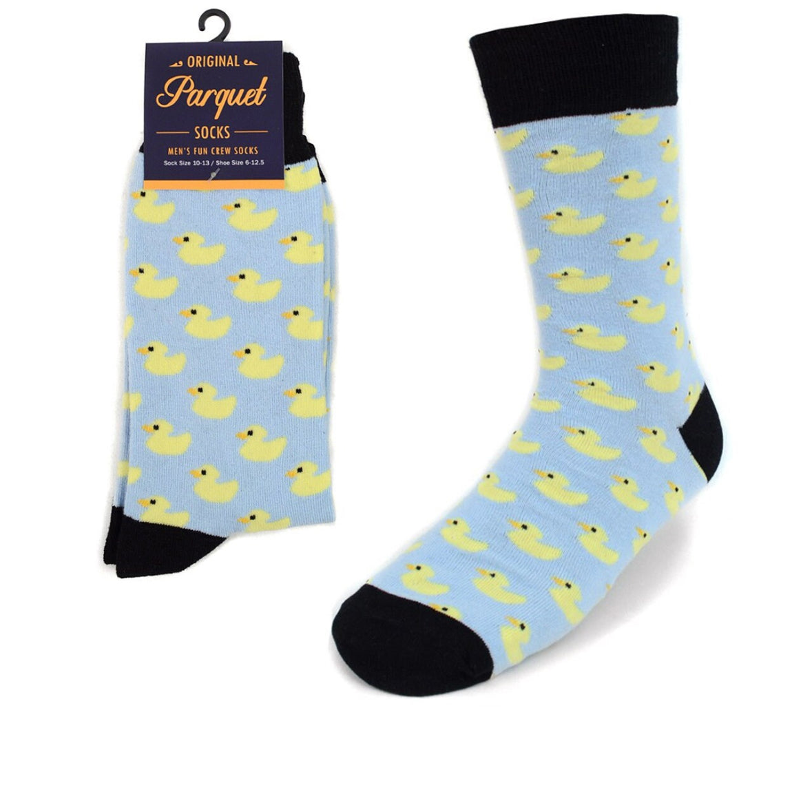 Rubber Ducky Socks Blue Yellow Ducklings Fun Crew Socks