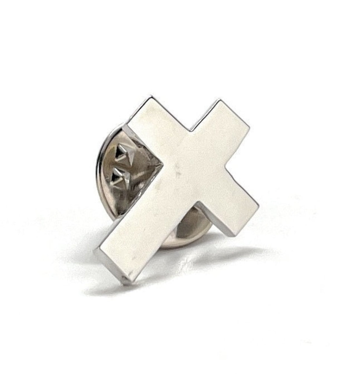 Christian Cross Lapel Pin Holy Father Cut Out Design Enamel Pin Silver Cross Tone 3D Cross Pin Tie Tack Lanyard Pins