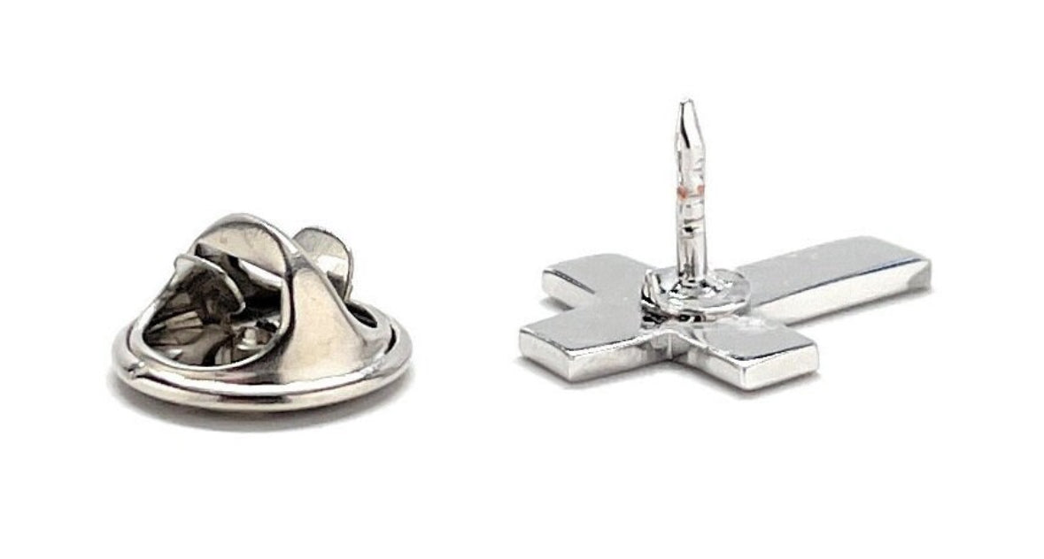 Christian Cross Lapel Pin Holy Father Cut Out Design Enamel Pin Silver Cross Tone 3D Cross Pin Tie Tack Lanyard Pins