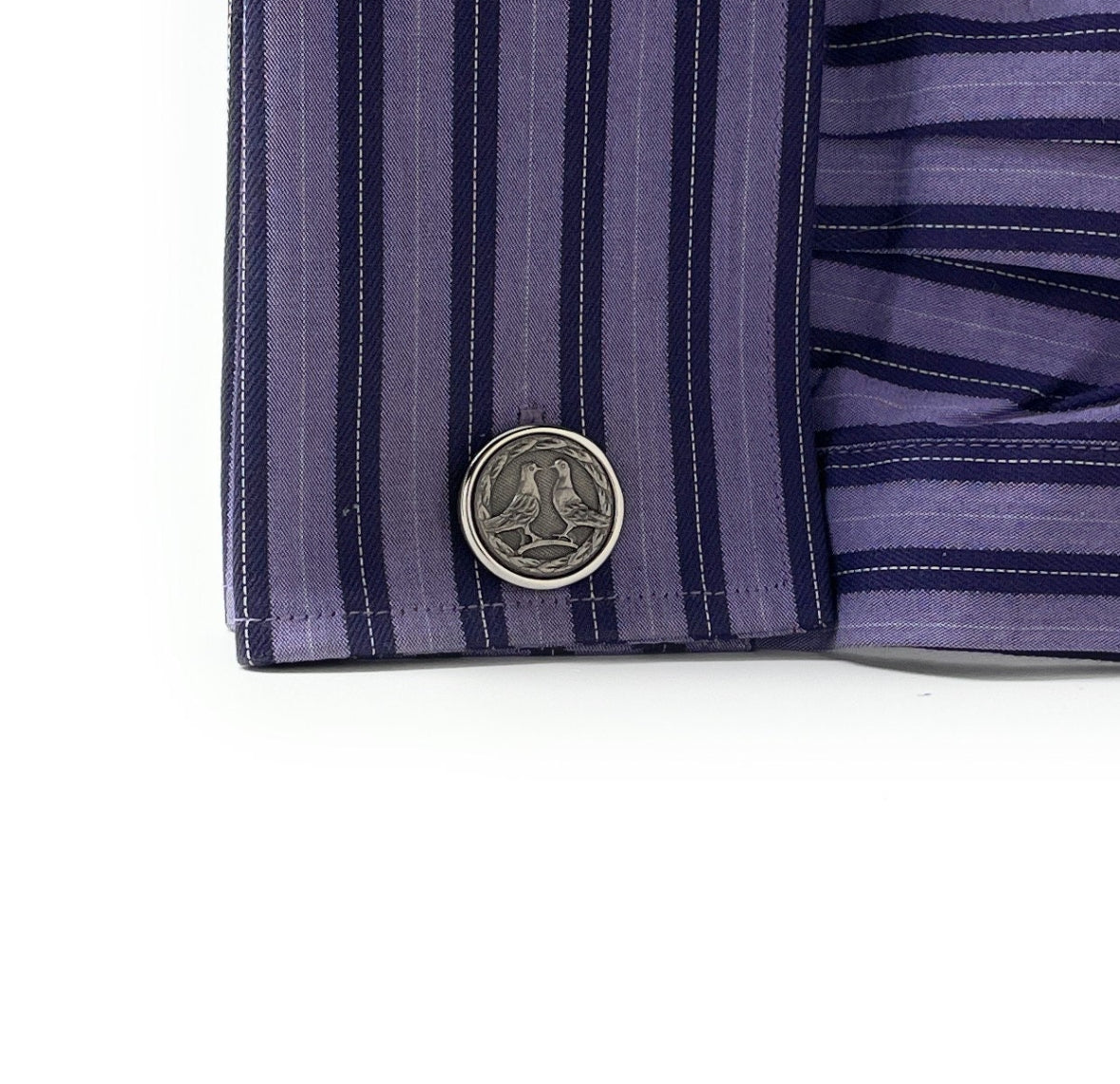 Doves Cufflinks Silver Trim Pewter Embossed Design Love Birds Birds of Peace Cuff Links