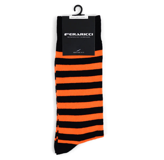 Men's College Ivy League Socks Striped Blue and Orange Socks