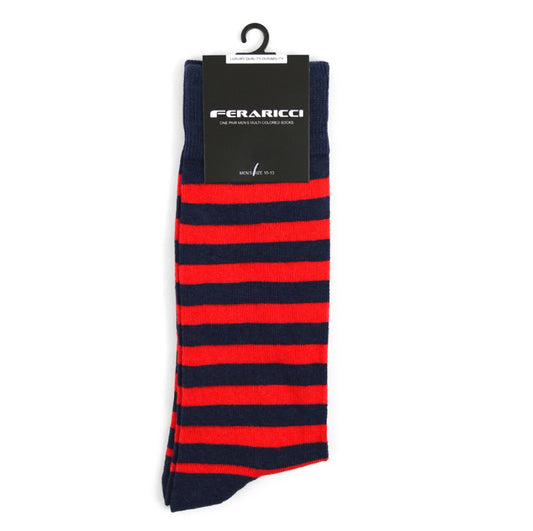 Men's College Ivy League Socks Striped Blue and Red Socks