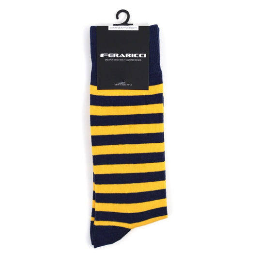 Men's College Ivy League Socks Striped Purple and Yellow Socks