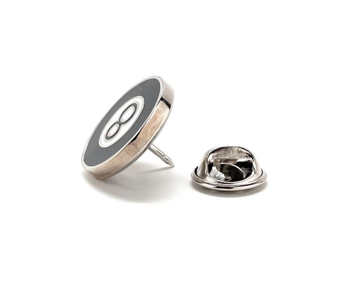 Eight Ball Lapel Pin - Black and White Enamel | Lucky 8 Pool Table Champion Tie Tack