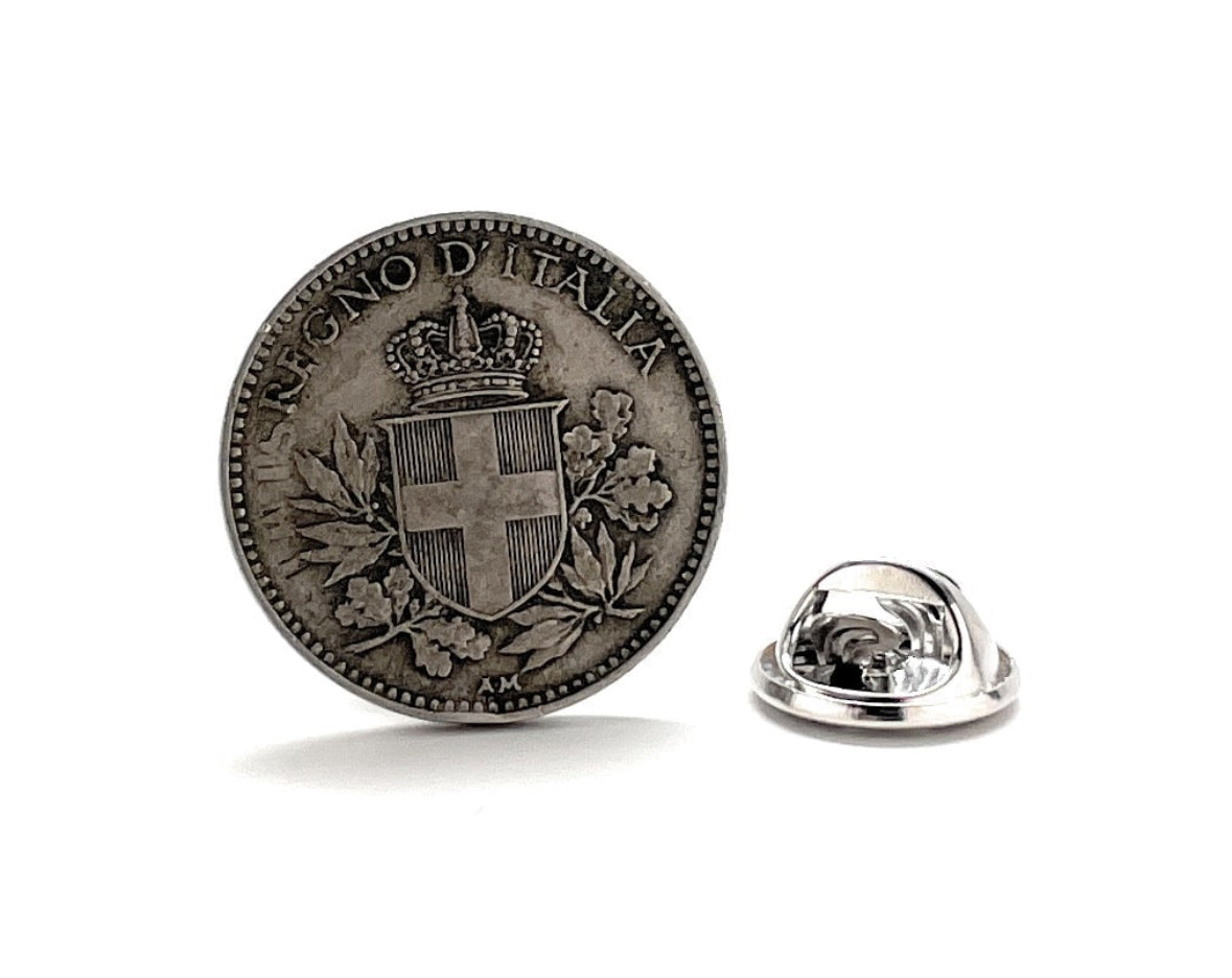 Rare Italy Coin Lapel Pin Authentic 20 Centesimi Marcos Villa 1918-1920 Italy Tie Tack Lapel Pin Italia Rome Italian Coin Naples Venice Rome