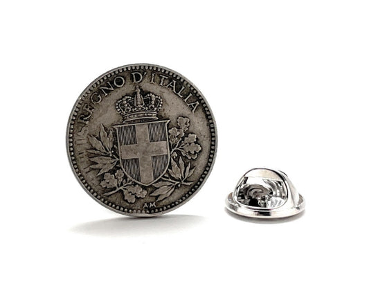 Rare Italy Coin Lapel Pin Authentic 20 Centesimi Marcos Villa 1918-1920 Italy Tie Tack Lapel Pin Italia Rome Italian Coin Naples Venice Rome