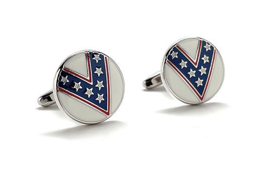 Evel Knievel Cufflinks – Patriotic Stars Design | 1970s Daredevil Super Jumps Collector Cuff Links