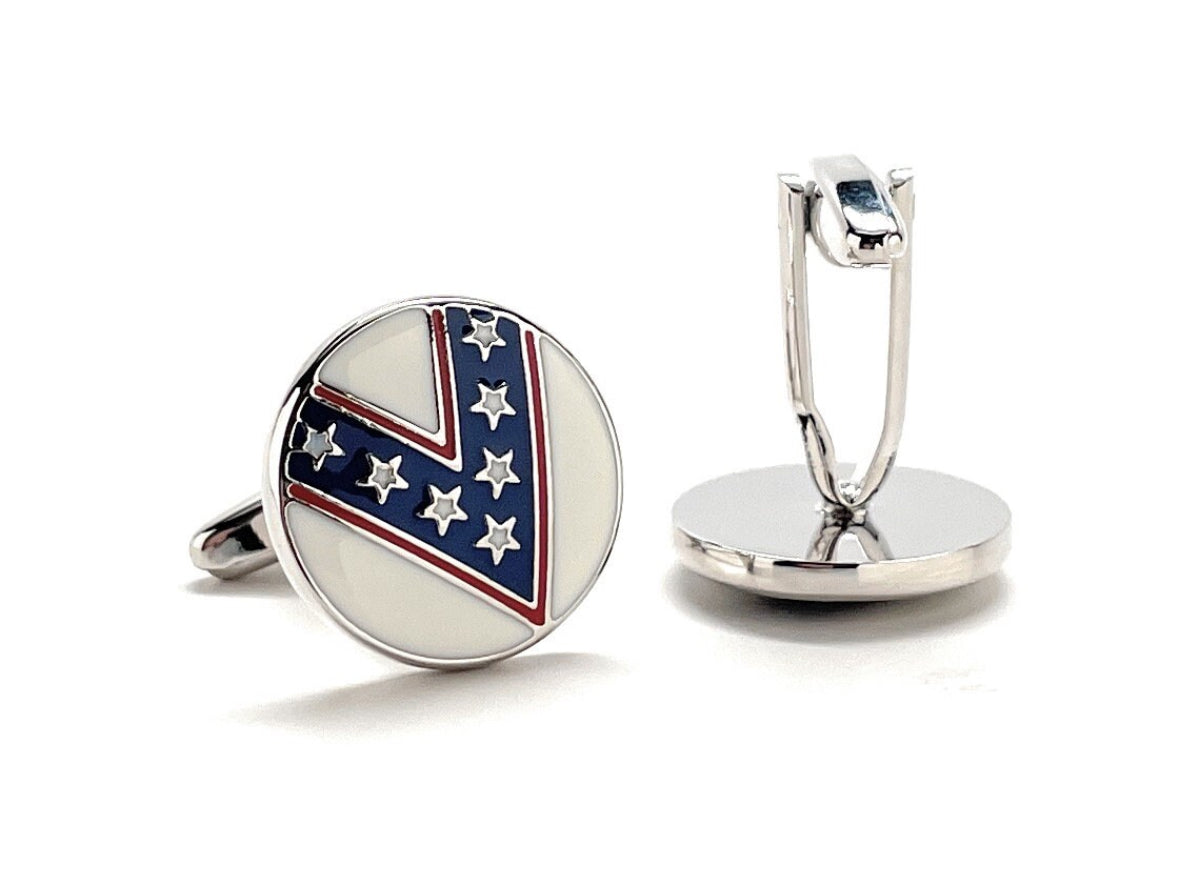Evel Knievel Cufflinks – Patriotic Stars Design | 1970s Daredevil Super Jumps Collector Cuff Links