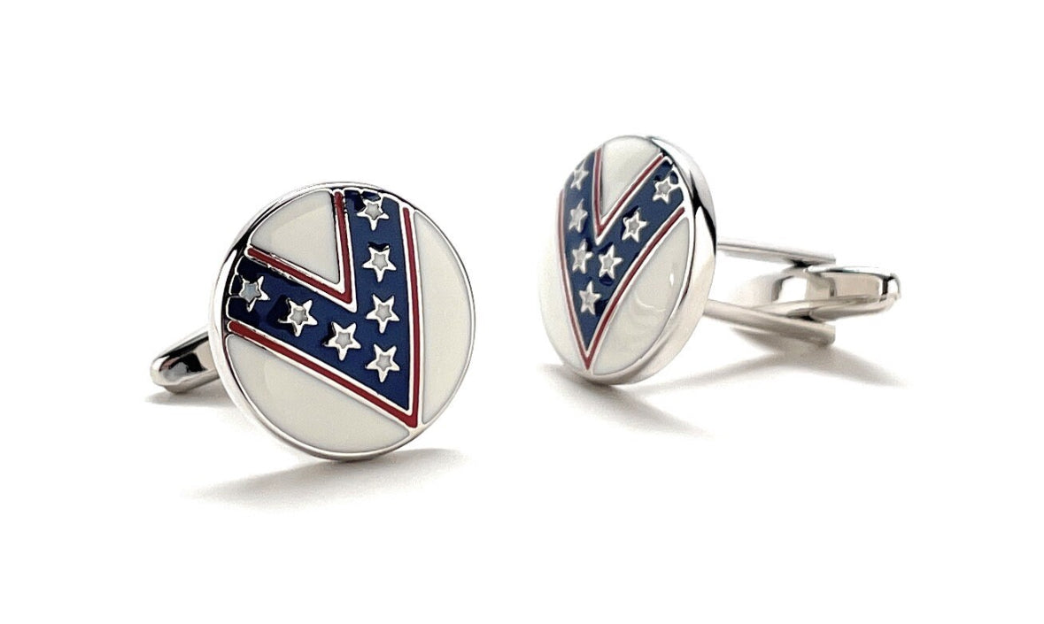Evel Knievel Cufflinks – Patriotic Stars Design | 1970s Daredevil Super Jumps Collector Cuff Links