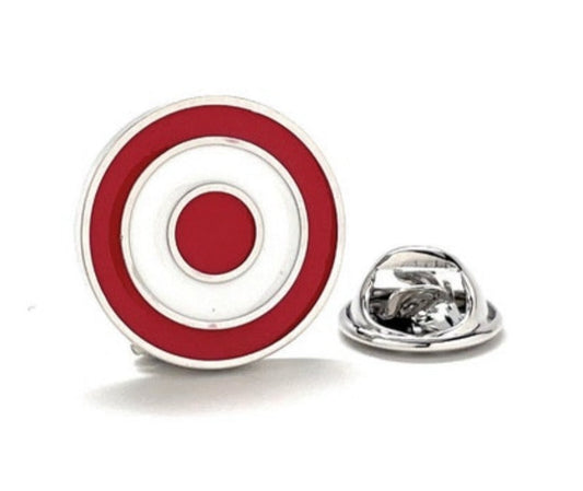 Bullseye Lapel Pin Red and White Target Enamel Pin Lanyard Pin Tie Tack 3D Design Silver Trim